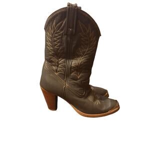 Vintage Acme Cowboy Boot Stacked Heel Women size 5.5 Medium Gray